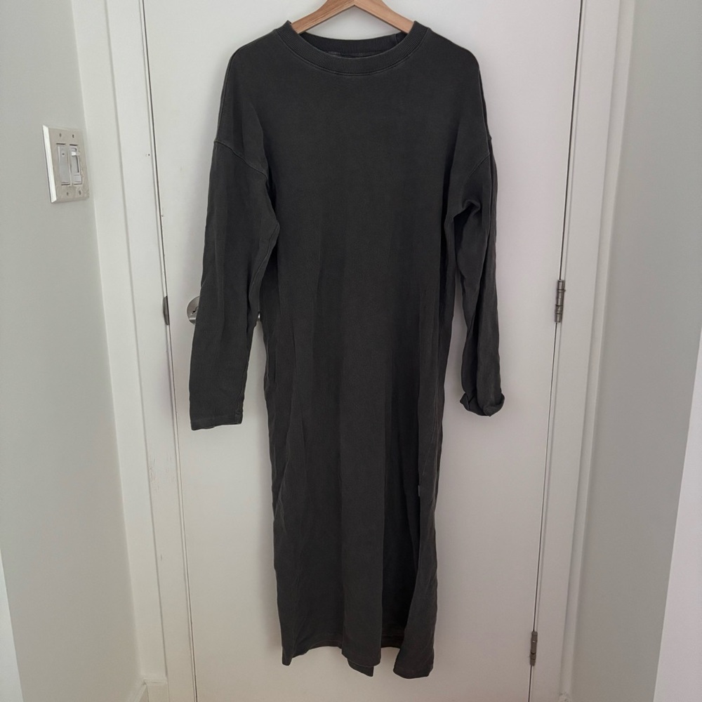 Casual Gray Long Sleeve Dress